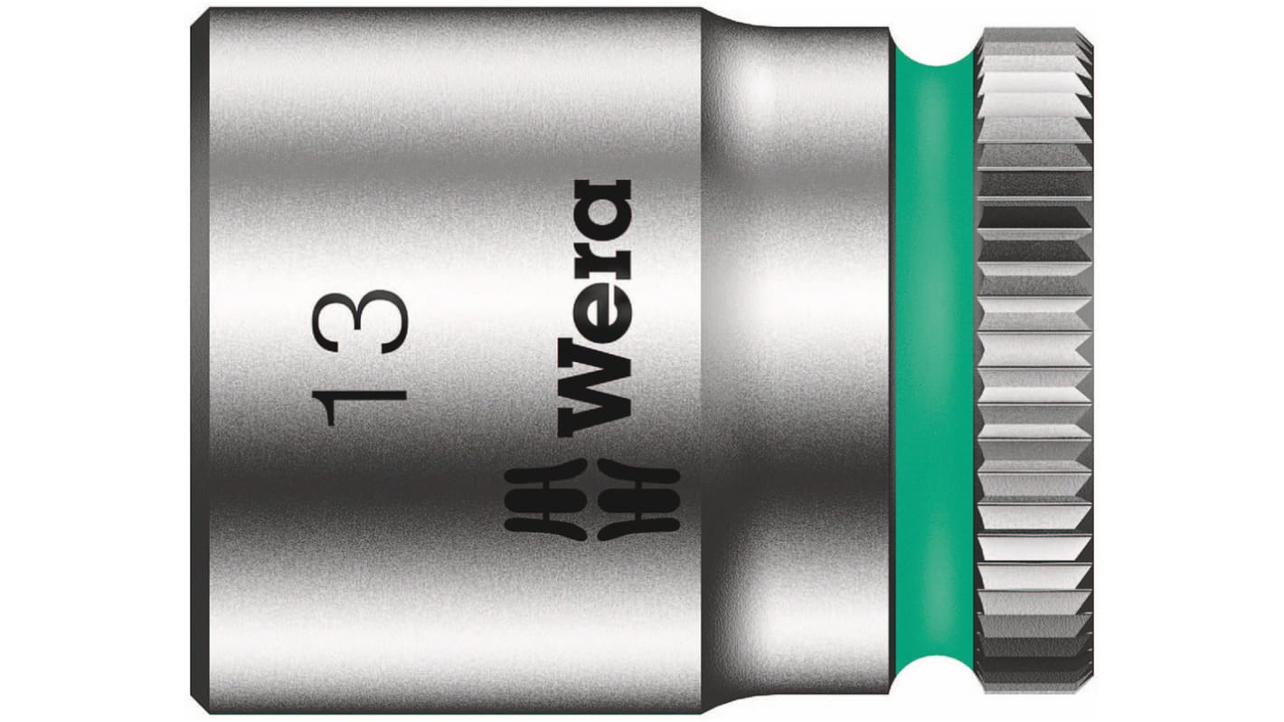 Wera 1/4 in Drive 1/4in Standard Socket, 6 point, 23 mm Overall Length