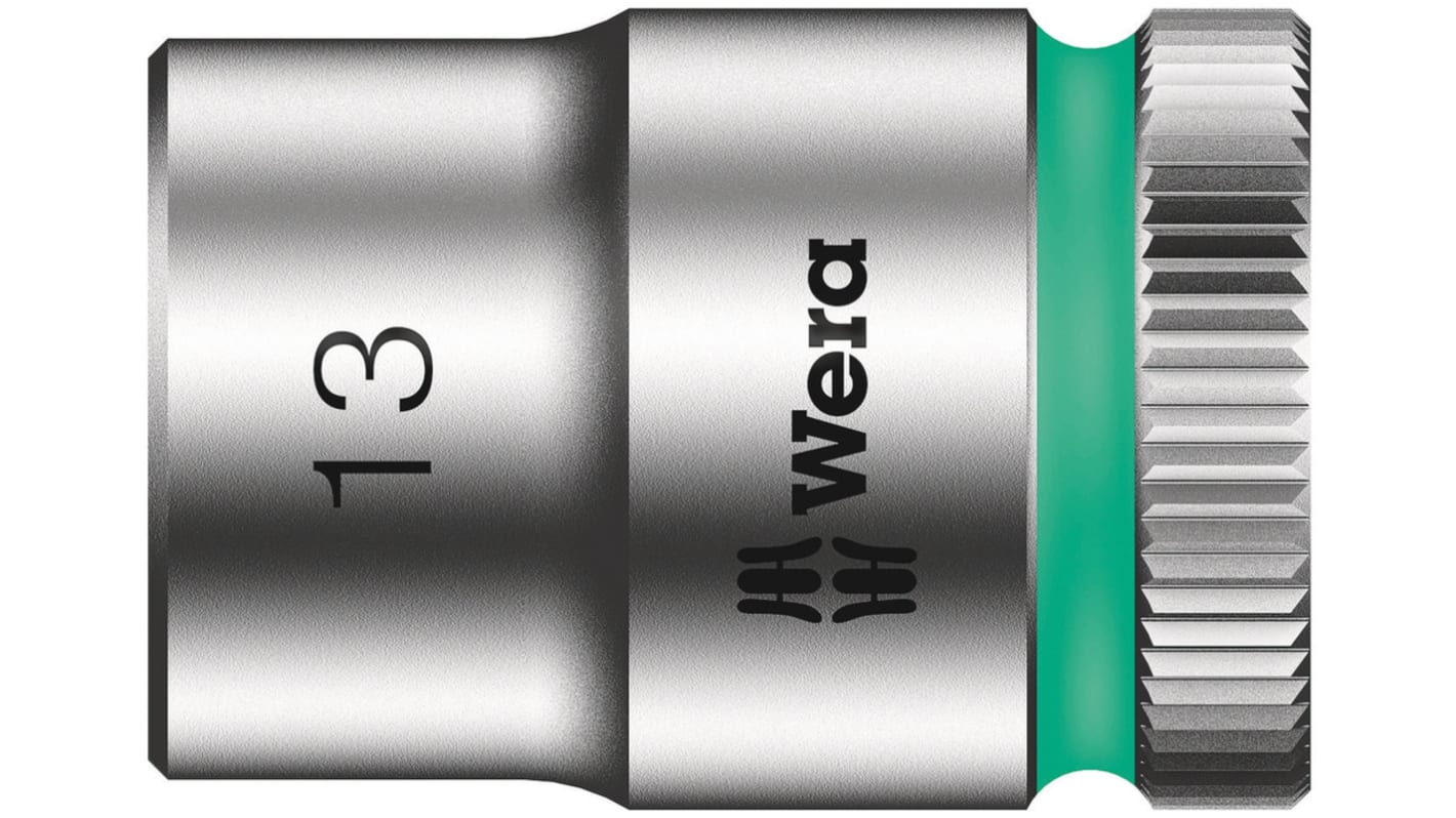 Wera 3/8 in Drive 11/16in Standard Socket, 6 point, 30 mm Overall Length