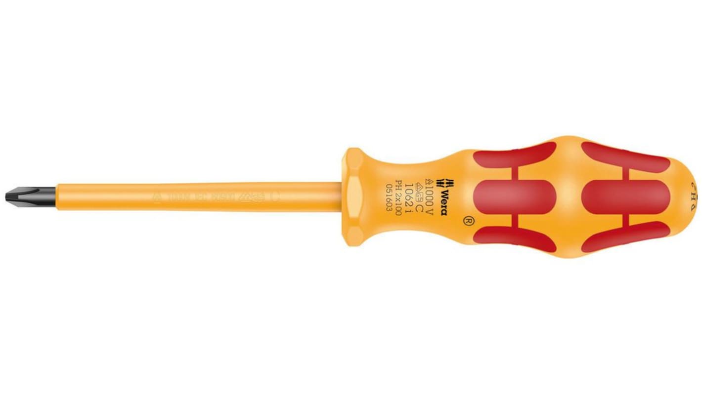 Wera Phillips Insulated Screwdriver, PH2 Tip, VDE/1000V