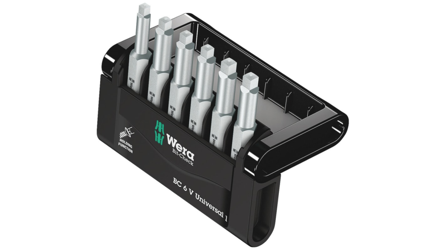 Juego de puntas de atornillar Wera de 6 piezas, puntas Hexagonal, Pozidriv, Torx