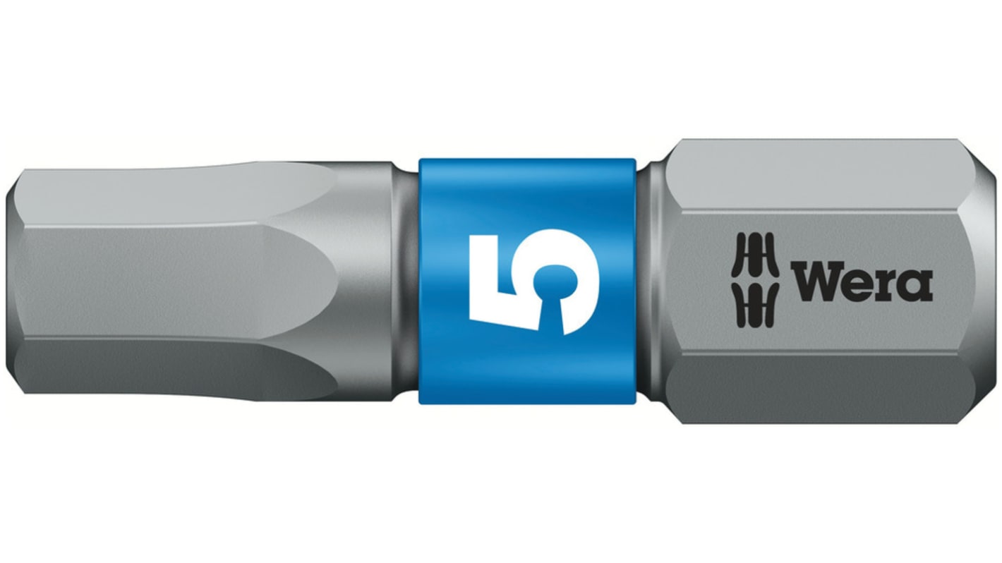 Wera Hexagon Socket Screwdriver Bit, 4 mm Tip, 25 mm Overall