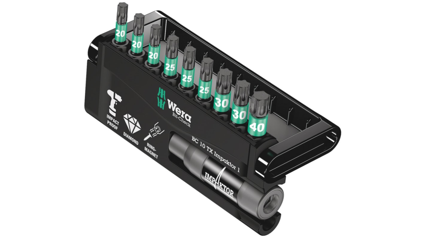 Juego de puntas de atornillar Wera de 10 piezas, puntas Torx