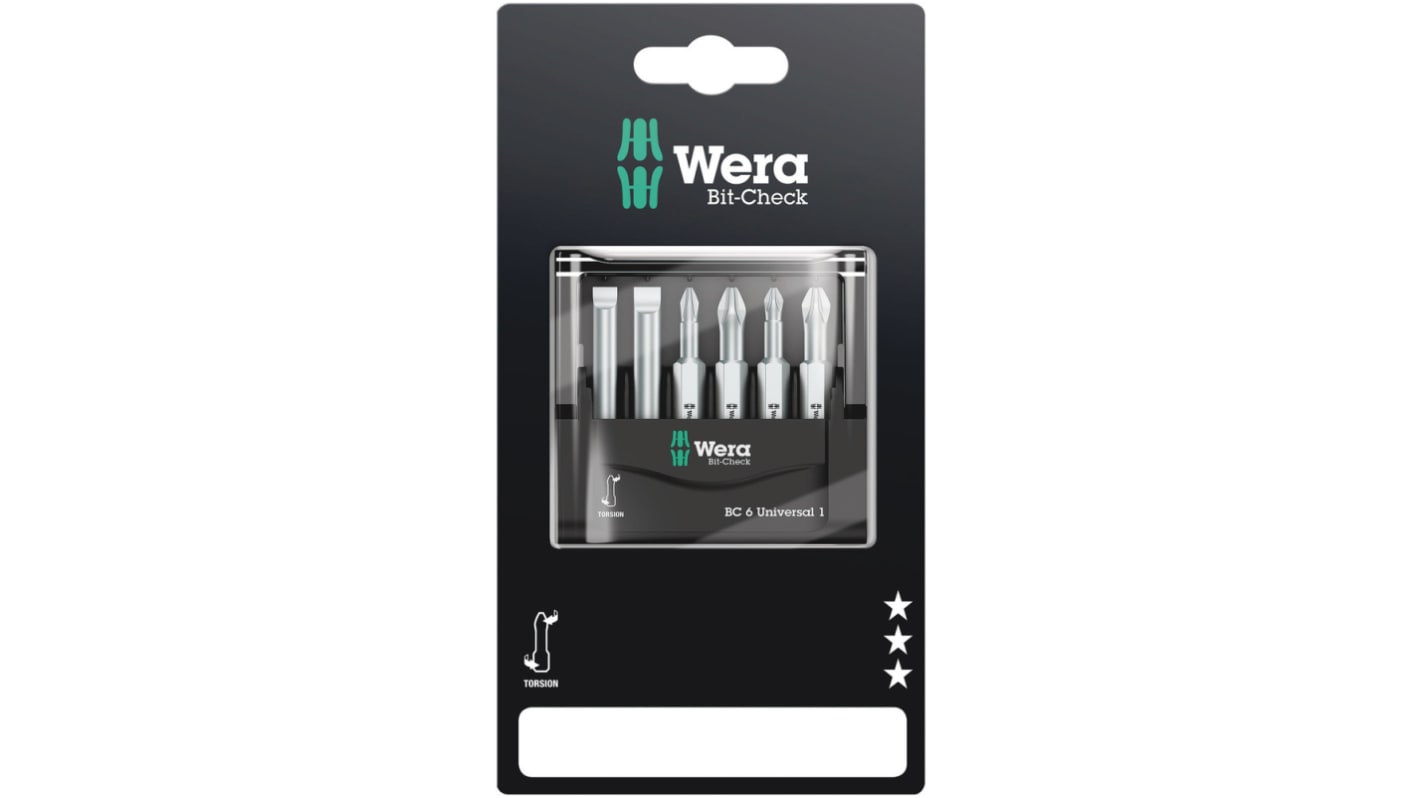 Wera 6 Pieces, Phillips, Pozidriv