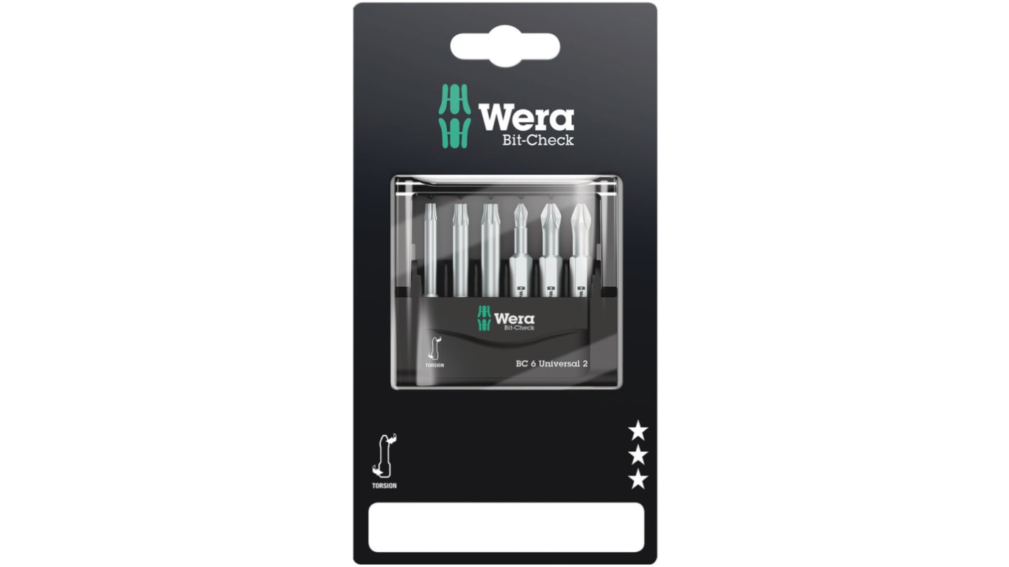 Wera PHILLIPS®, POZIDRIV, TORX® 25 mm, 6-teilig