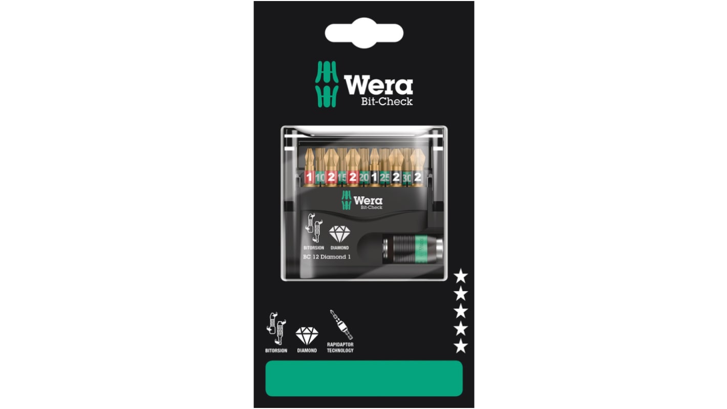 Wera 12 Pieces, Phillips, Pozidriv, Torx