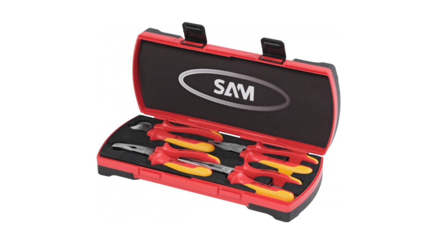 SAM 4-Piece Insulated Plier Set, Straight Tip, VDE/1000V, 37 Overall