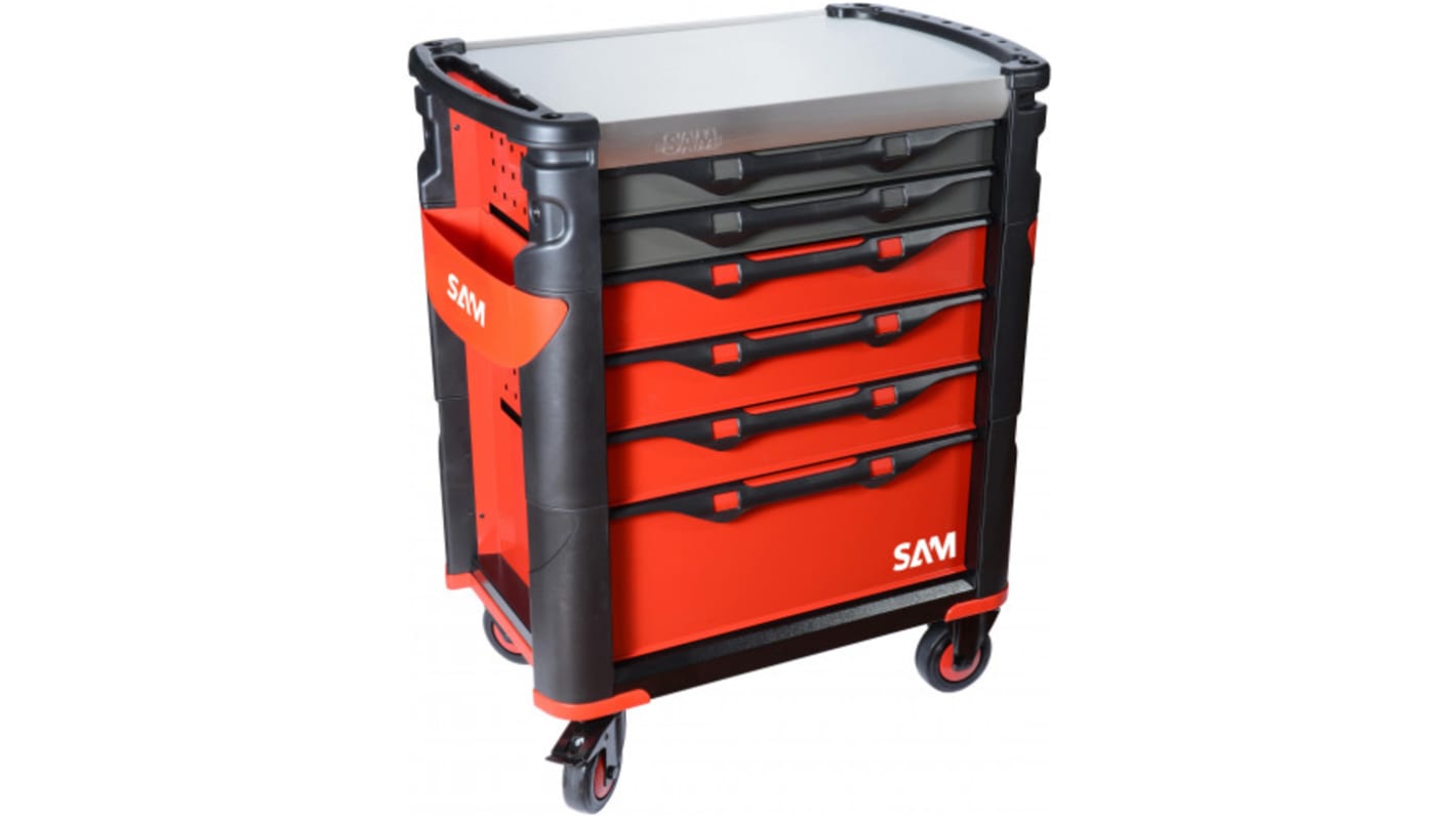 SAM 6 Drawer Stainless Steel Wheeled Tool Cabinet