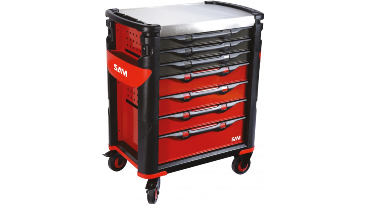 SAM 7 Drawer Stainless Steel Wheeled Tool Trolley