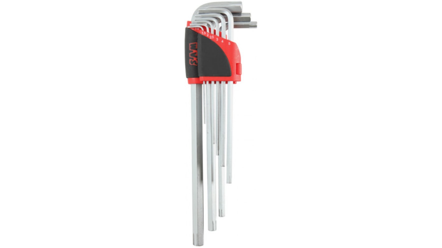 SAM 9 piece L Shape Metric Hex Key Set, 1.5/ 2/ 2.5/ 3/ 4/ 5/ 6/ 8/ 10mm