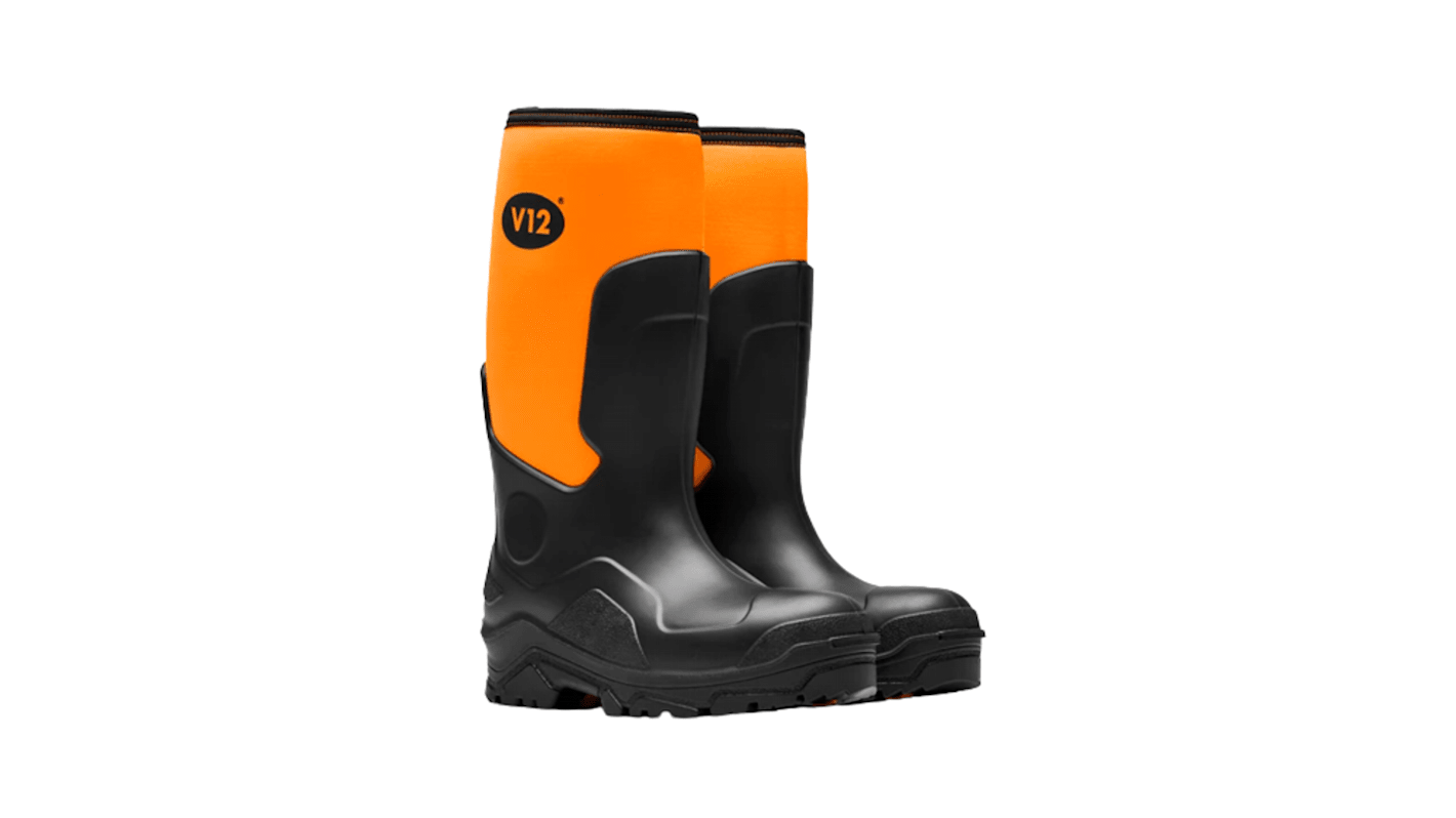 V12 Footwear Sikkerhedsstøvler, Sort, orange, EU str. 42