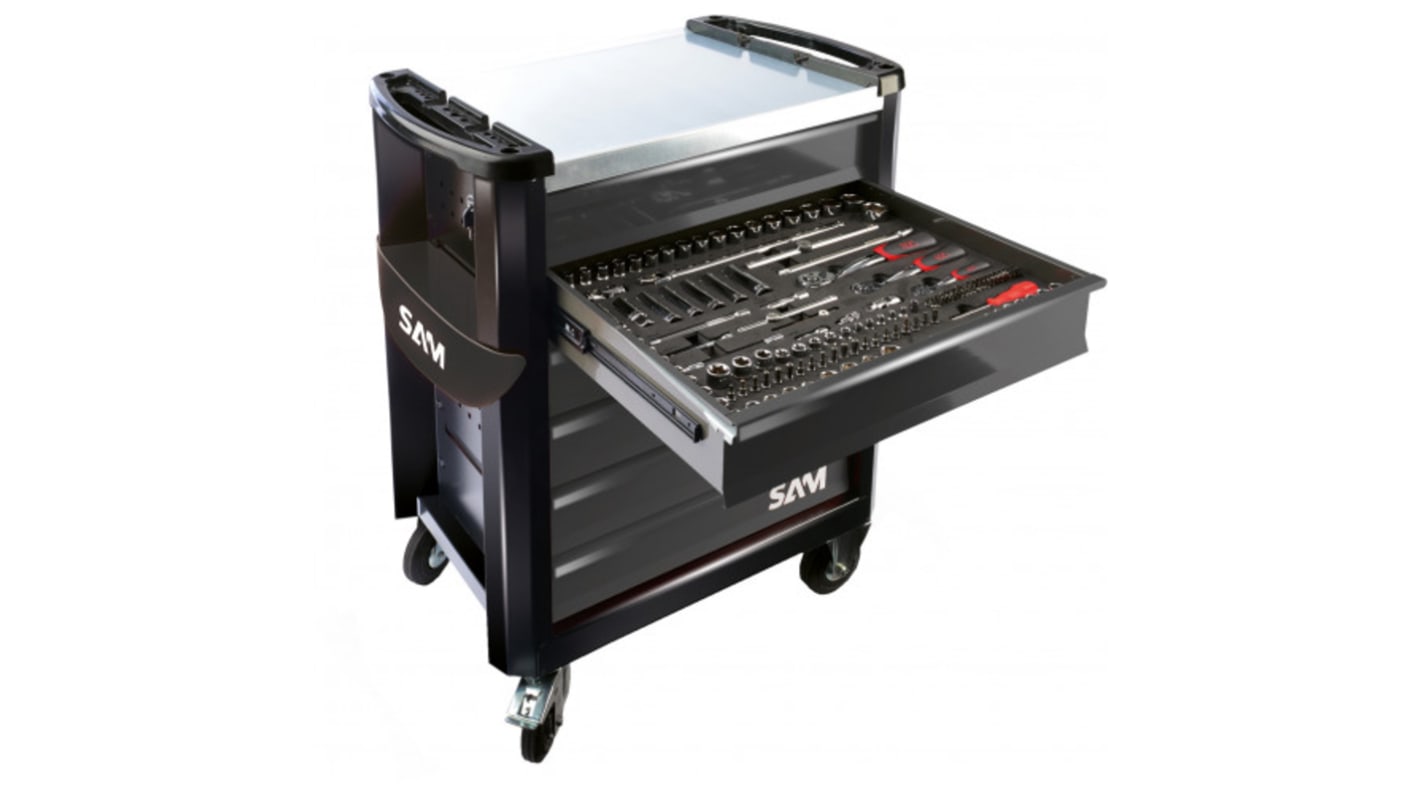 SAM 6 Shelf Metal Tool Chest Trolley