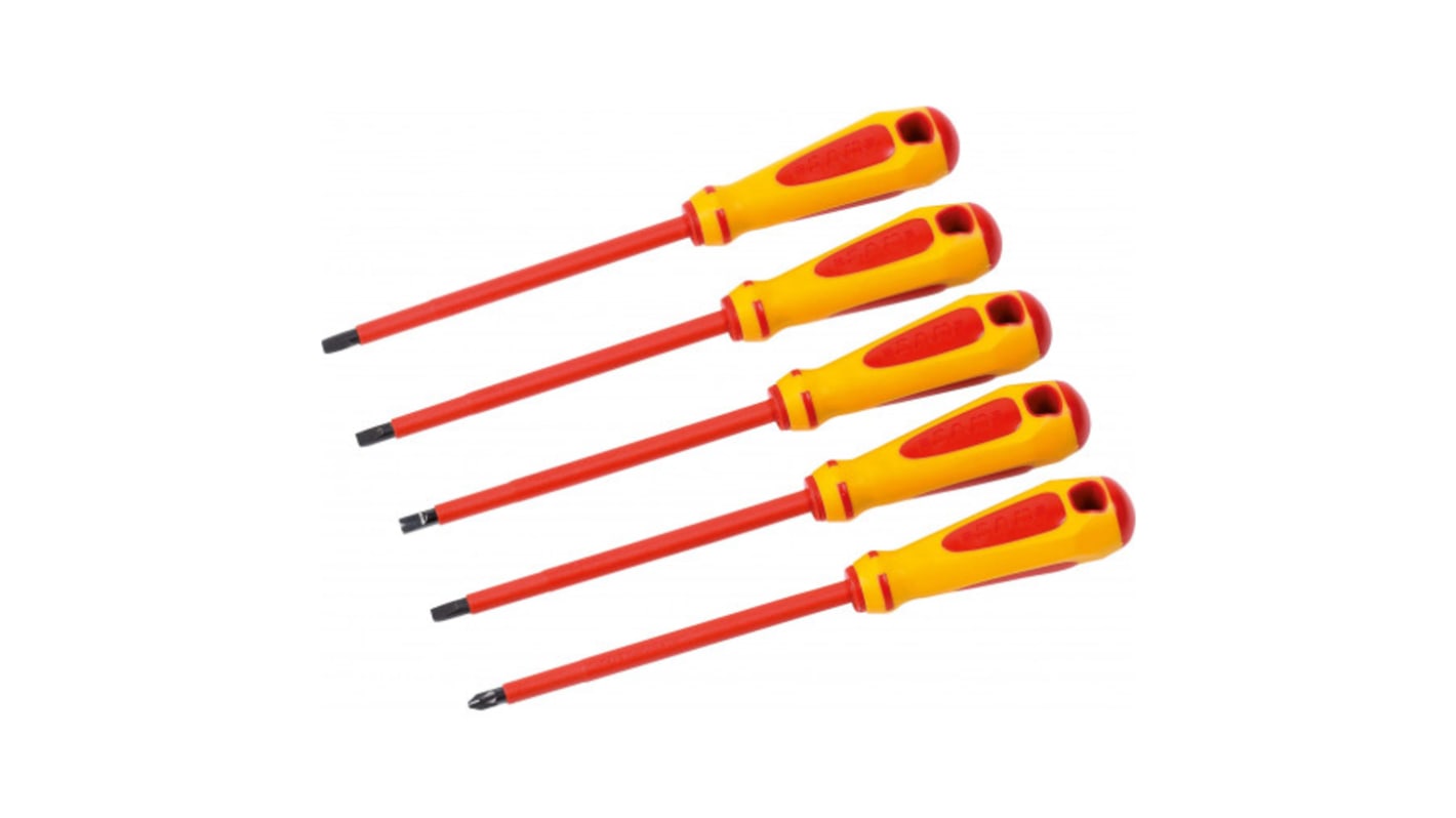 SAM Slotted Insulated Screwdriver Set, 5-Piece, ESD-Safe