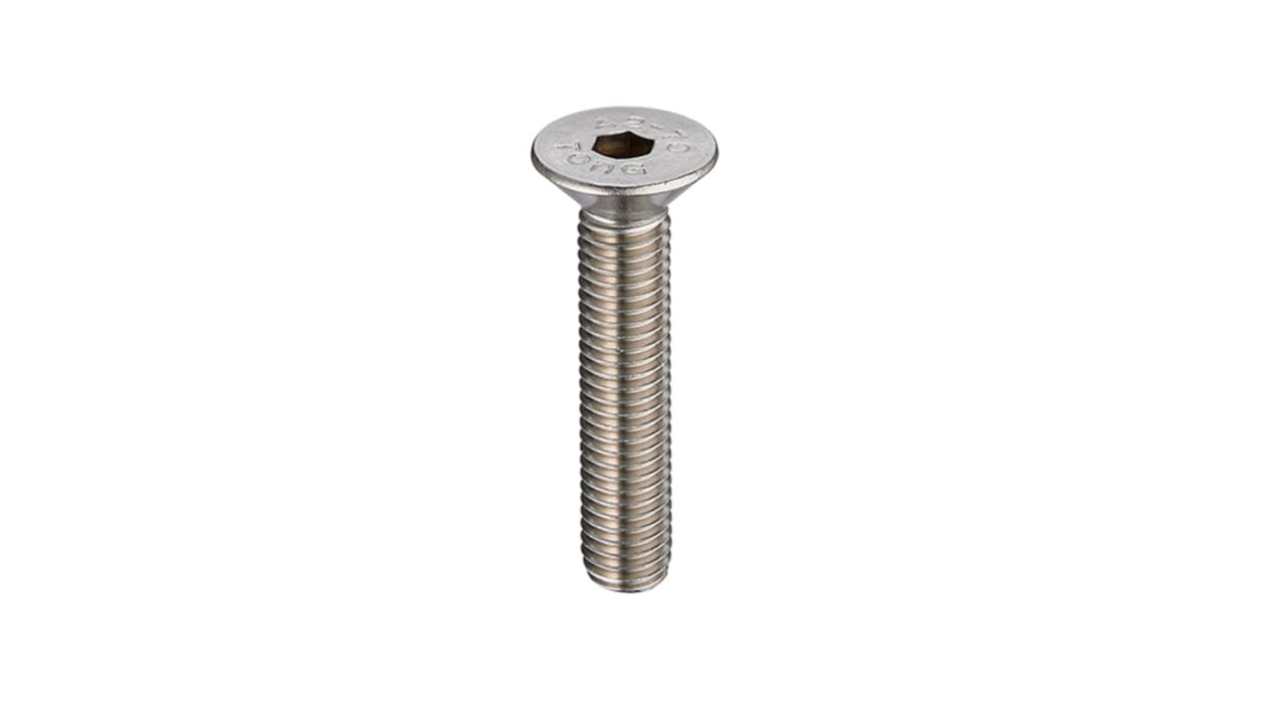 RS PRO Stainless Steel Hex Socket Countersunk Screw, ISO 10642, M3 x 10mm