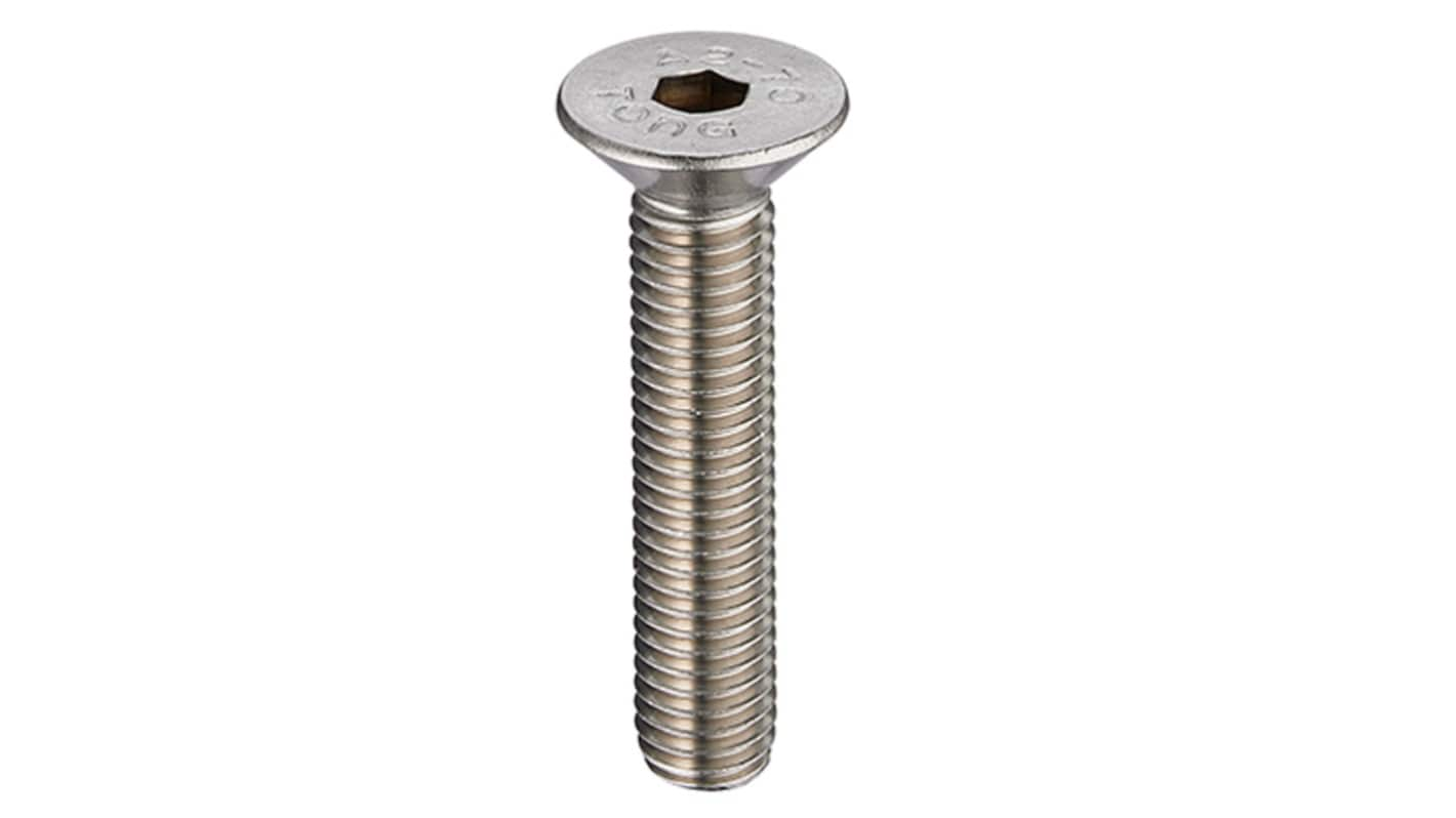 Vite a brugola con testa svasata esagonale RS PRO, M6, L. 12mm, in Acciaio inox