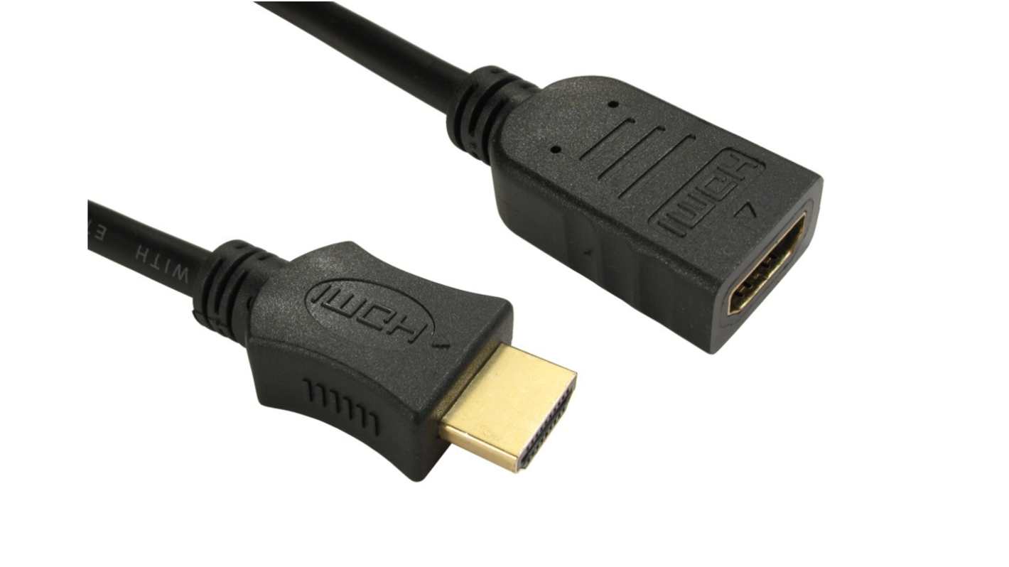 RS PRO HDMI 1.4, 3m Male HDMI to Female HDMI Premium High Speed 4K @ 60Hz