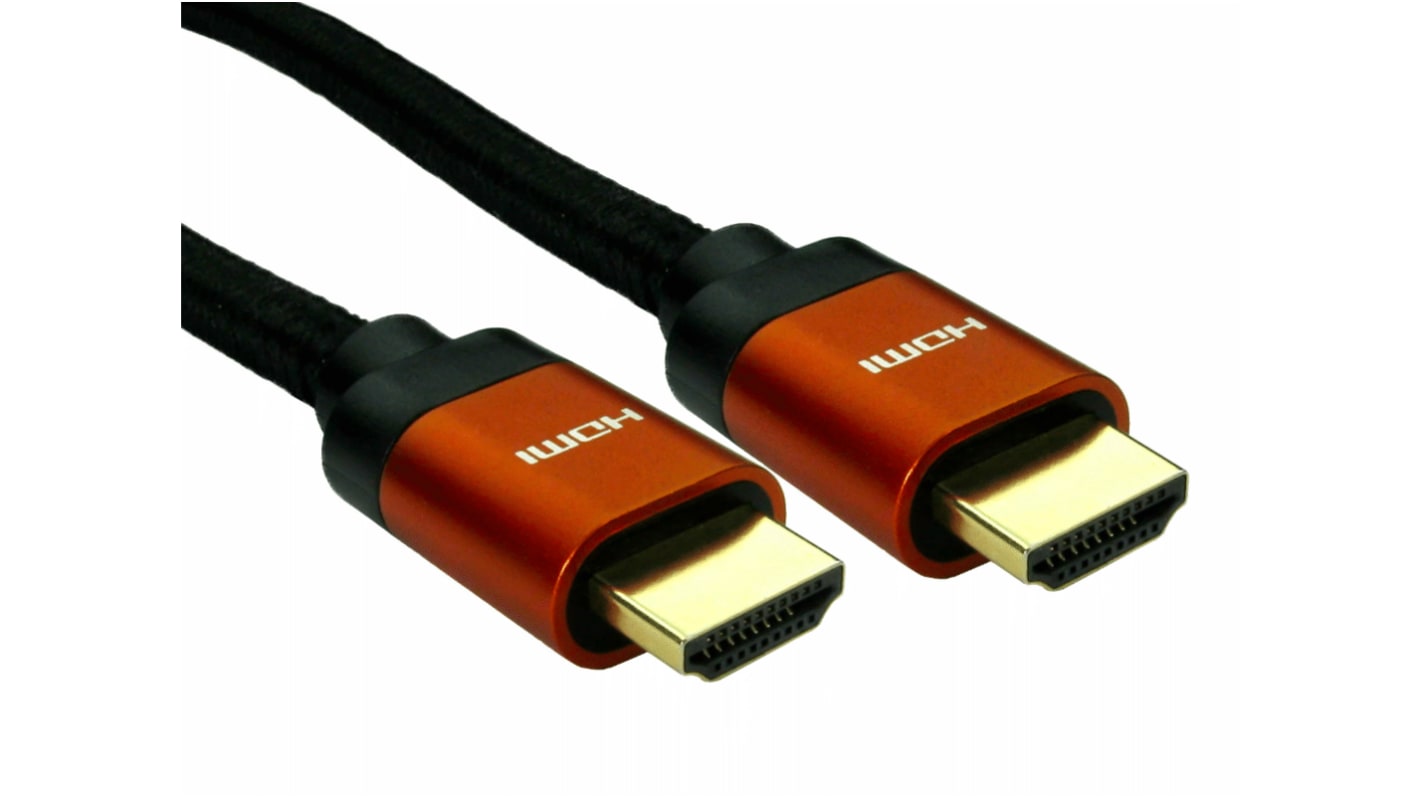 RS PRO HDMI-Kabel A HDMI Stecker B HDMI Stecker Ultra-Hochgeschwindigkeit 8K @ 60Hz max., 2m, Schwarz