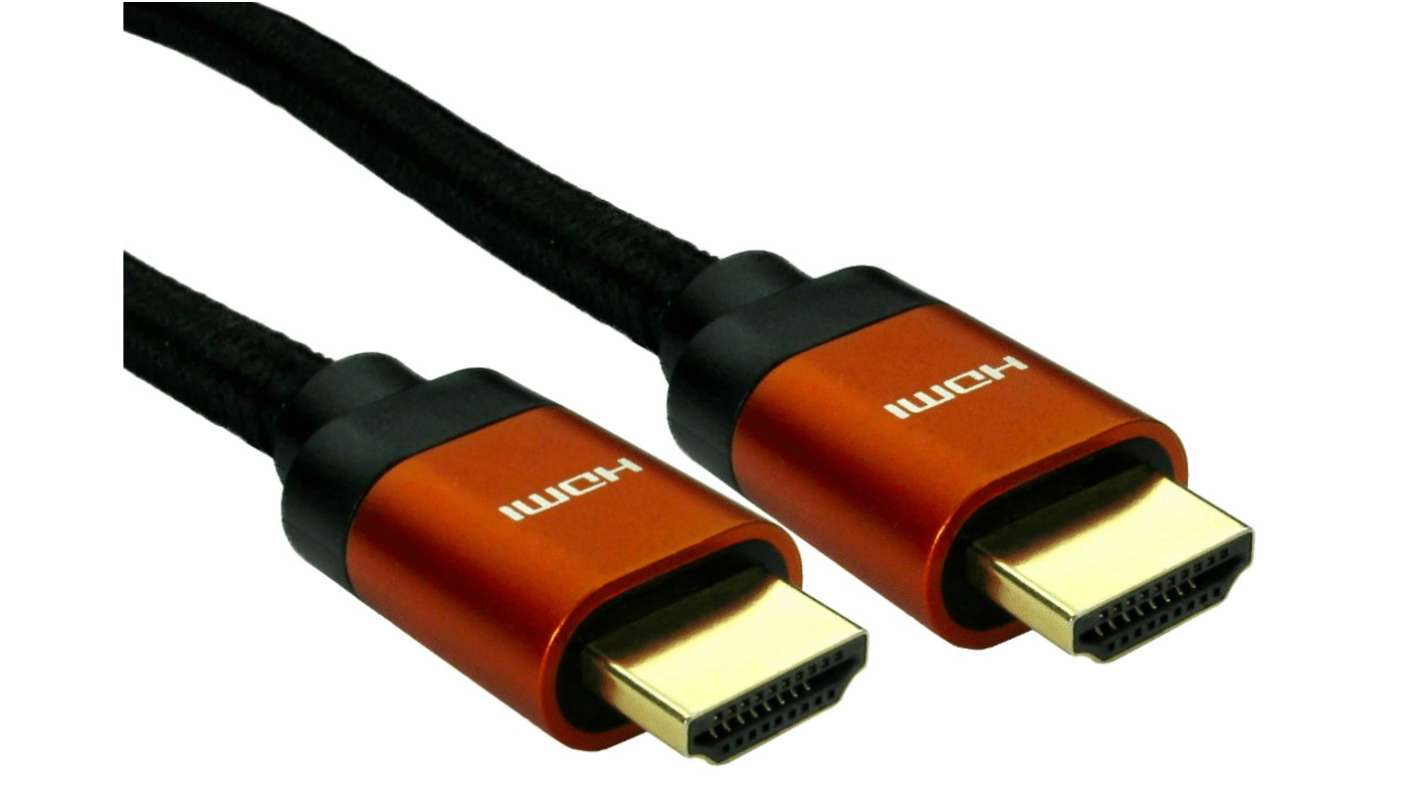 RS PRO HDMI-Kabel A HDMI Stecker B HDMI Stecker Ultra-Hochgeschwindigkeit 8K @ 60Hz max., 2m, Schwarz