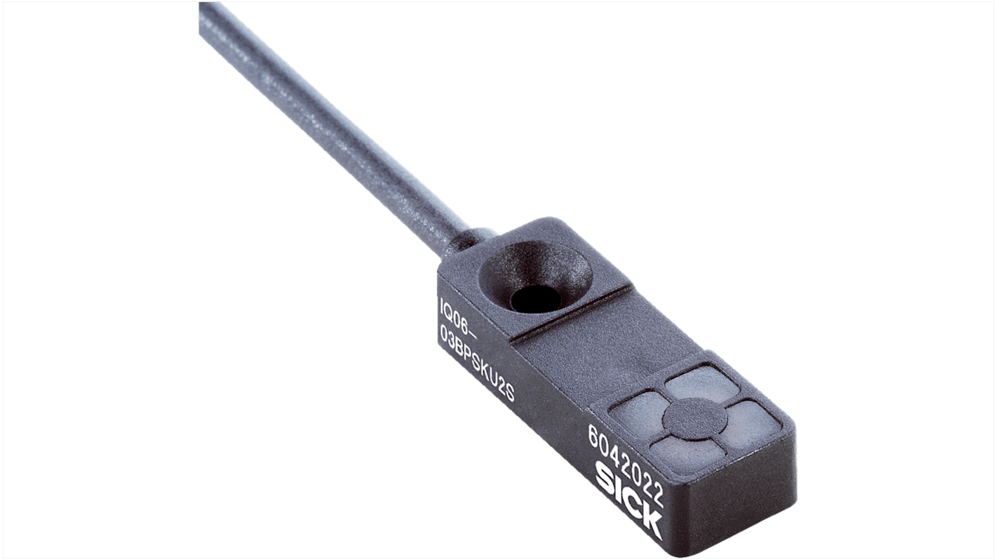 Sick IQ06 Series Inductive Rectangular-Style Inductive Proximity Sensor, 3 mm Detection, NPN Output, 30 V dc, IP67