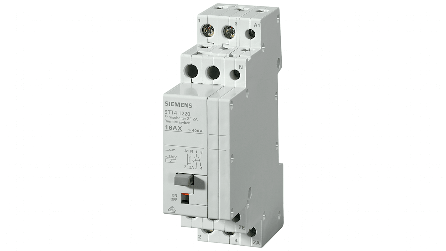 Siemens DIN Rail Latching Power Relay, 230V ac Coil, 16A Switching Current, DPST