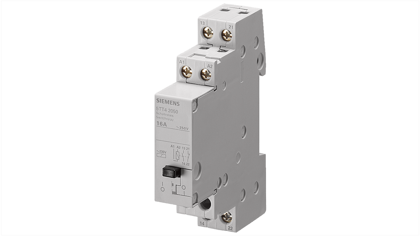 Siemens DIN Rail Latching Power Relay, 24V ac Coil, 16A Switching Current, DPST