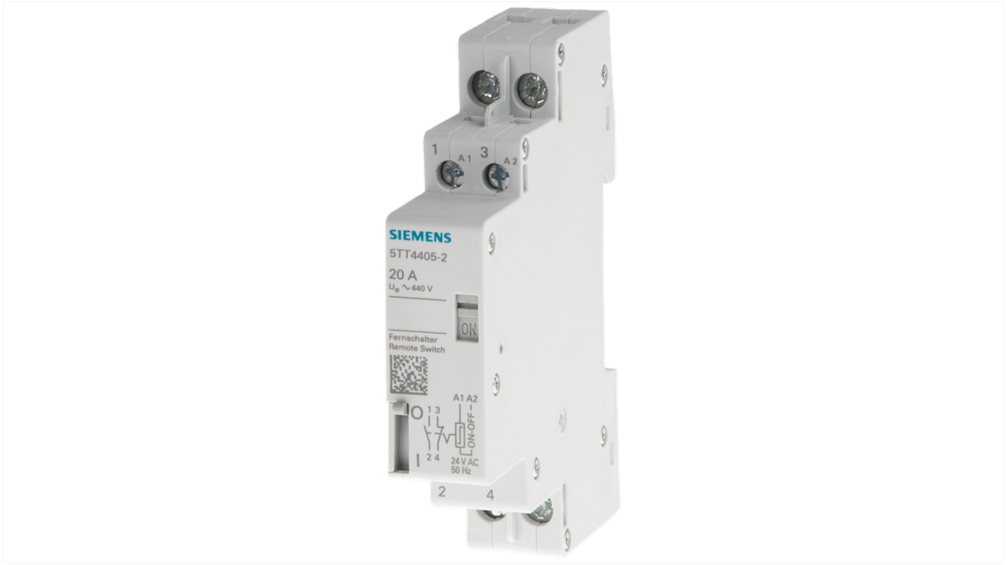 Siemens DIN Rail Latching Power Relay, 230V ac Coil, 25A Switching Current, DPST