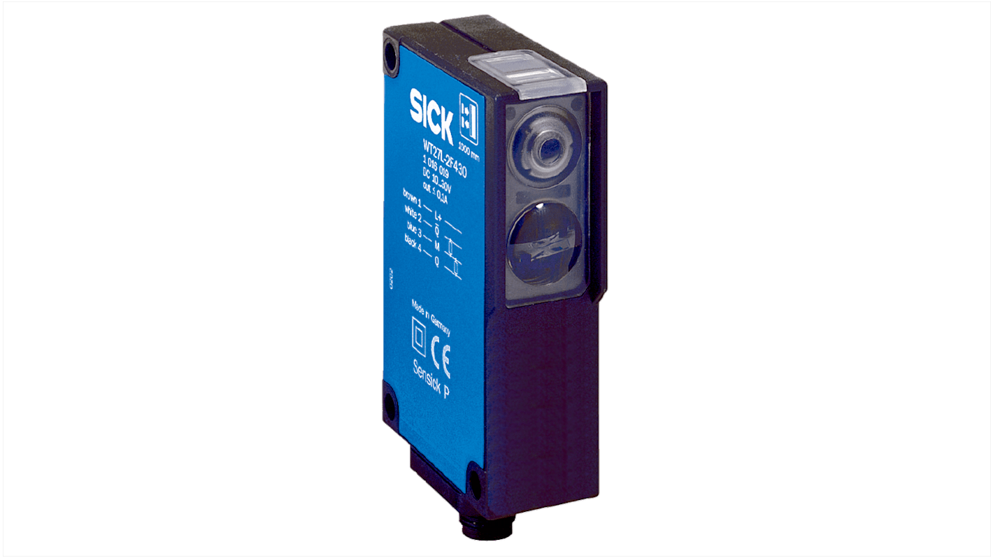 Rs-Online Sensore fotoelettrico Rettangolare SICK a soppressione di sfondo rilevamento 100 → 800 mm uscita PNP
