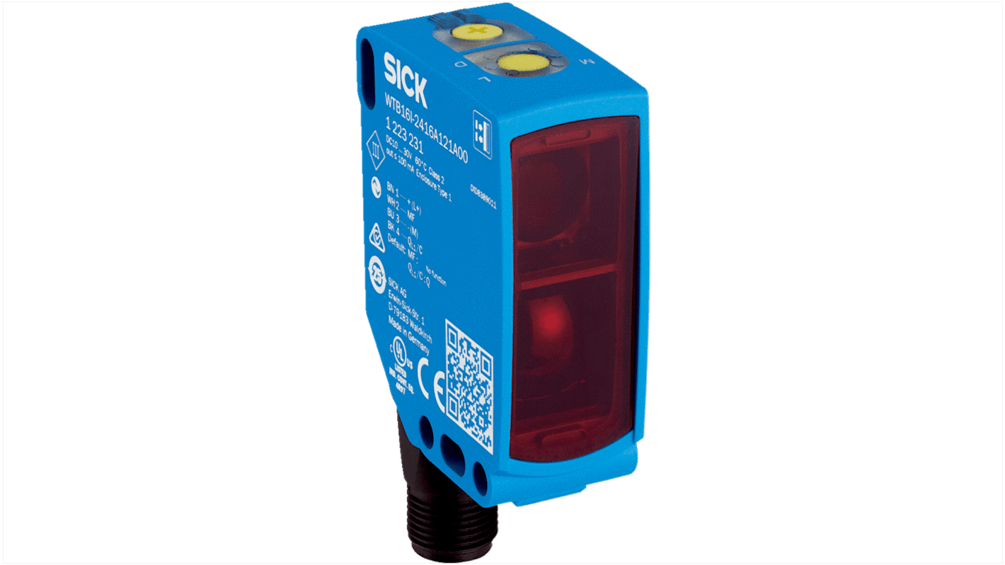 Rs-Online Sensore fotoelettrico Rettangolare SICK a soppressione di sfondo rilevamento 10 → 1500 mm uscita PNP/NPN