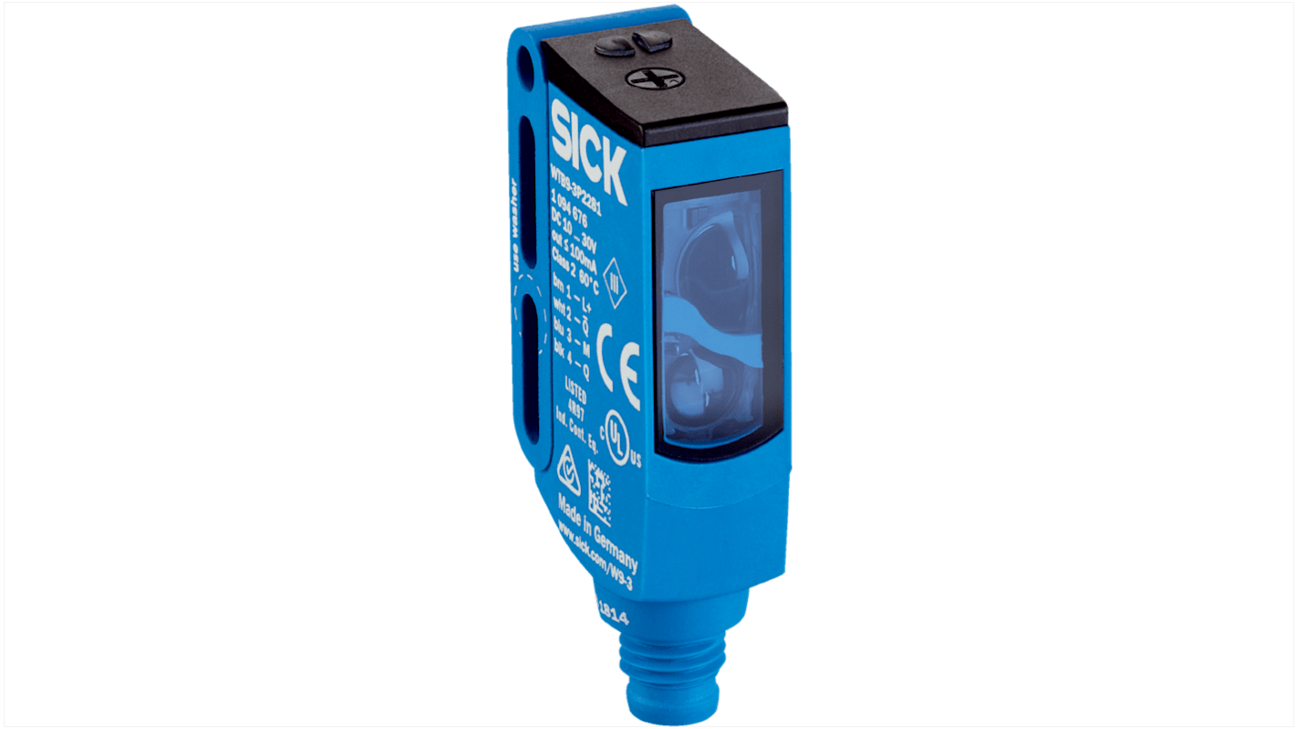 Rs-Online Sensore fotoelettrico Rettangolare SICK a soppressione di sfondo rilevamento 200 mm uscita PNP