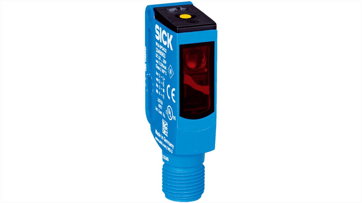 Rs-Online Sensore fotoelettrico Rettangolare SICK a soppressione di sfondo rilevamento 20 → 350 mm uscita PNP