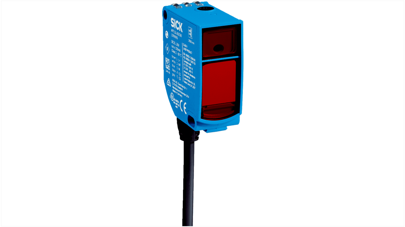 Rs-Online Sensore fotoelettrico Rettangolare SICK a soppressione di sfondo rilevamento 50 → 3800 mm uscita NPN PNP