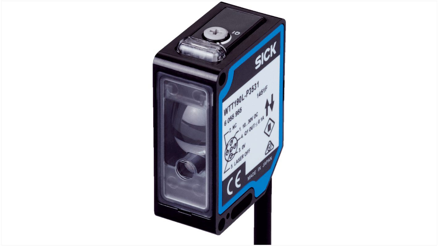 Rs-Online Sensore fotoelettrico Rettangolare SICK a soppressione di sfondo rilevamento 20 → 350 mm uscita NPN