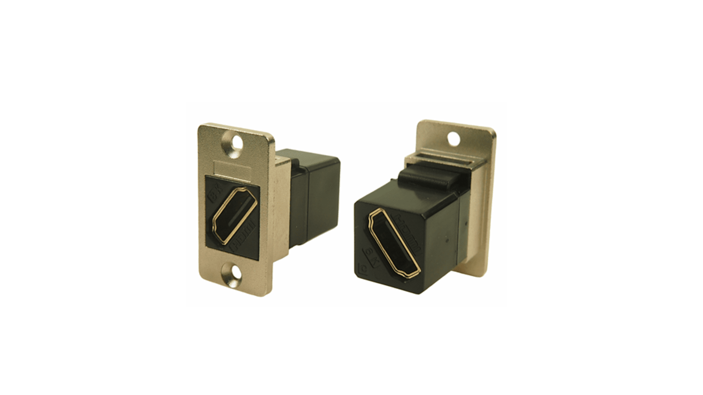 RS PRO 35.5 mm x 19 mm x 31 mm 1 Way Female to Female Feedthrough HDMI Connector 40 V ac