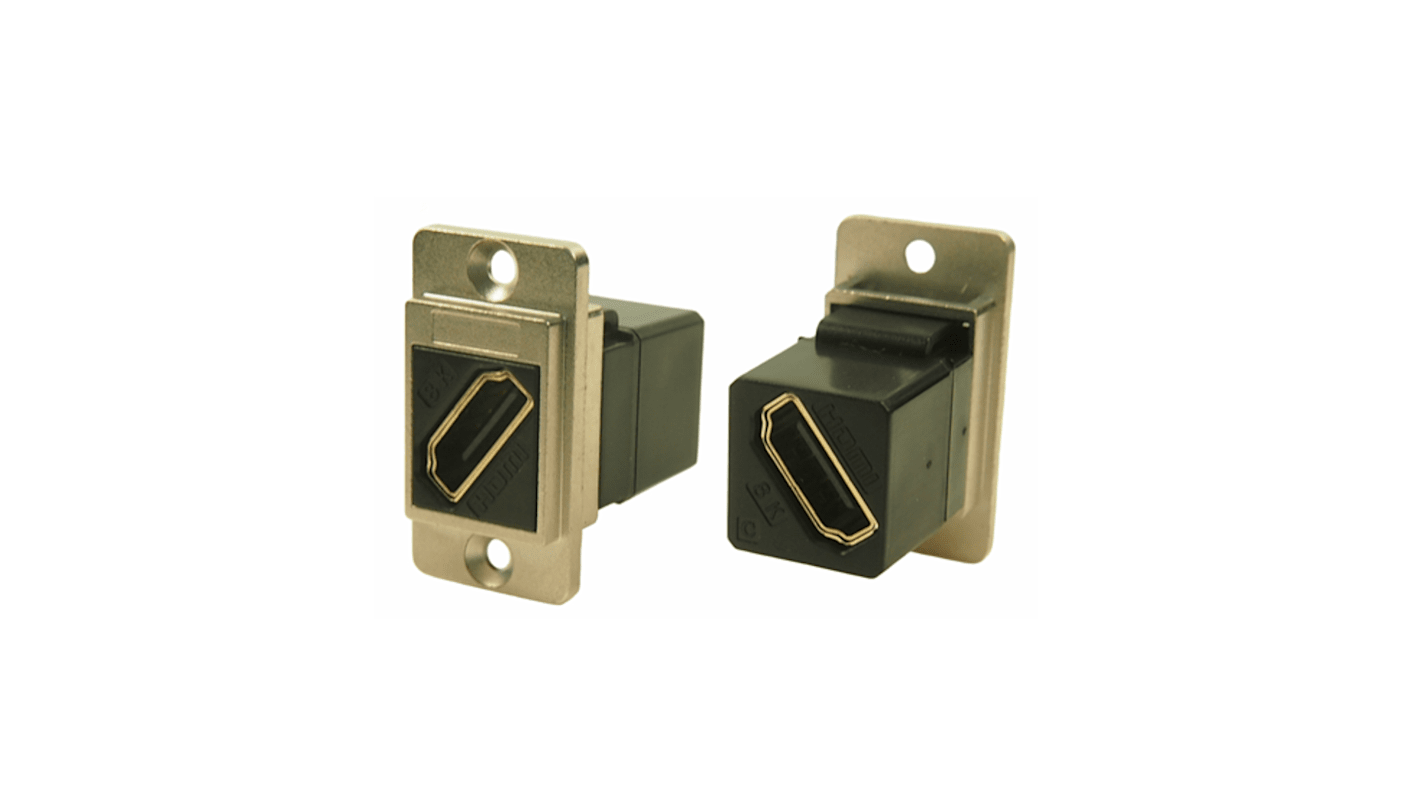 Conector HDMI pasante Hembra a Hembra, Ángulo recto, 29 mm x 35.5 mm x 19 mm