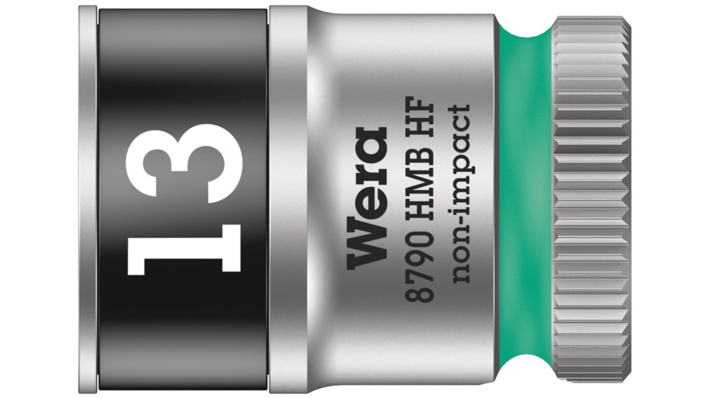 Wera 3/8 in Drive 13mm Standard Socket, 6 point, 29 mm Overall Length