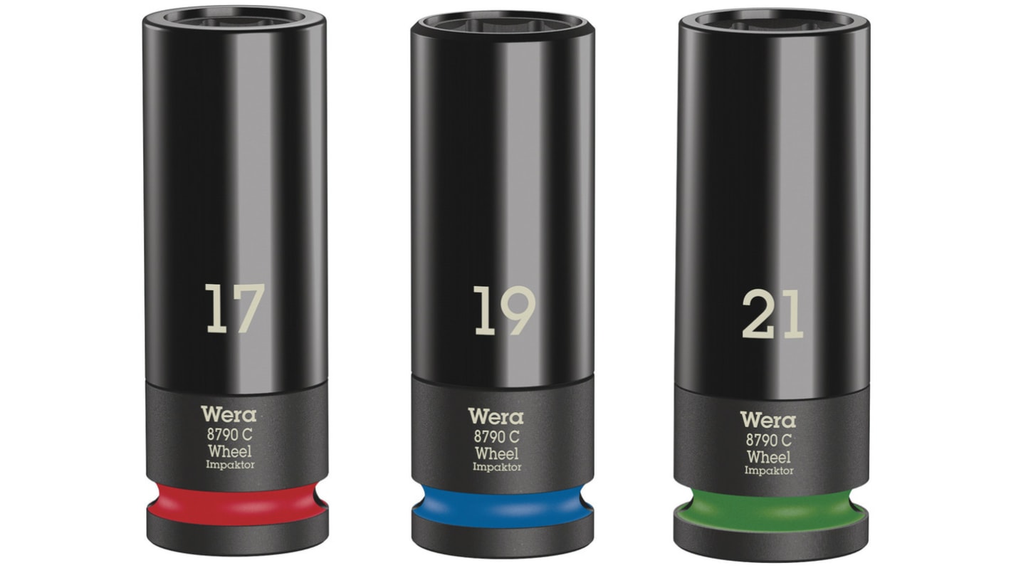 Wera 3-Piece Metric 1/2 in Wheel Nut Socket Set, 6 point