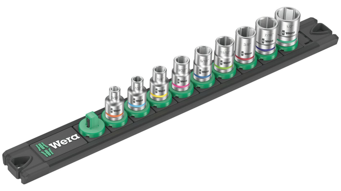 Wera 9-Piece Imperial 1/4 in Standard Socket Set, 6 point