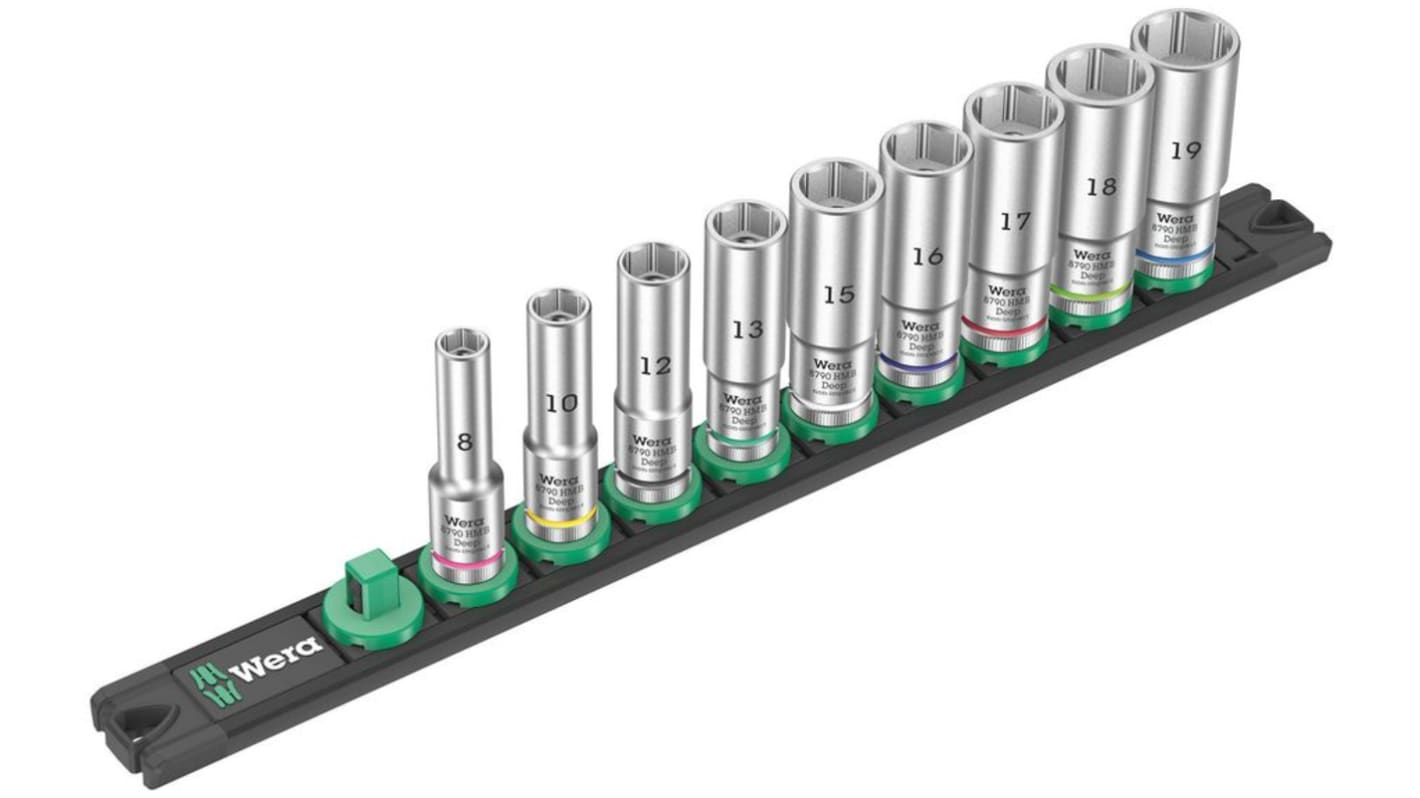 Wera 9-Piece Metric 3/8 in Deep Socket Set, 6 point