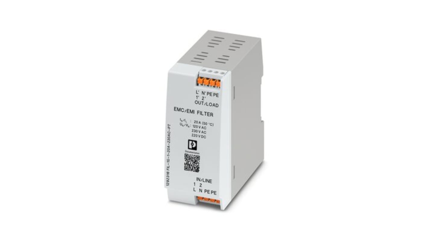 Phoenix Contact EMV-Filter, 230 V ac, 20A, DIN-Schiene, 1-phasig