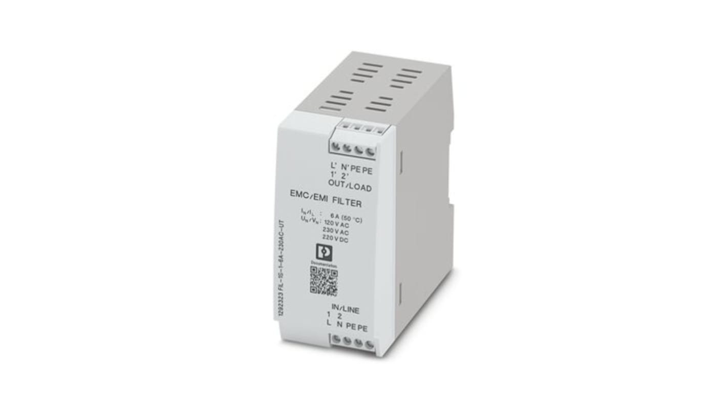 Phoenix Contact 6A 230 V ac, DIN Rail EMC Filter, Single Phase