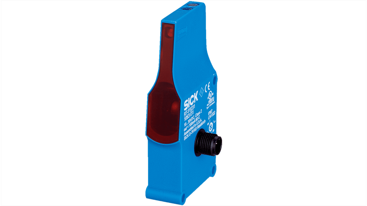 Rs-Online Sensore fotoelettrico Rettangolare SICK a soppressione di sfondo rilevamento 6 → 900 mm uscita PNP