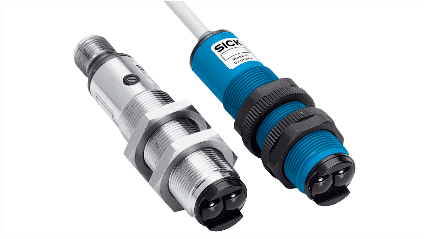 Rs-Online Sensore fotoelettrico Cilindrico SICK a retroriflessione rilevamento 0 05 → 3 7 m uscita PNP