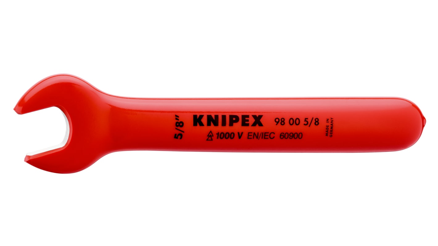 Knipex Open-end Wrench, 5/8in, Imperial, 165.1 mm Overall, VDE/1000V
