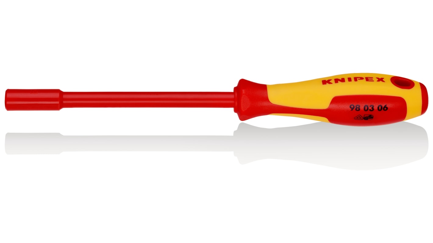 Knipex Hexagonal Nut Driver, 6 mm Tip, VDE/1000V, 125 mm Blade, 232 mm Overall