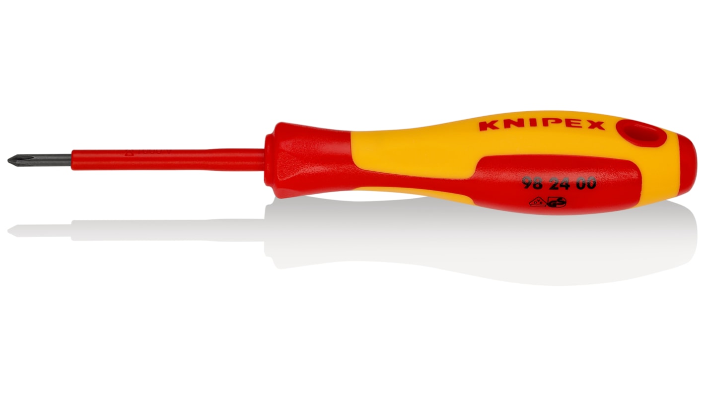 Knipex Phillips Insulated Screwdriver, PH0 Tip, 60 mm Blade, VDE/1000V, 162 mm Overall