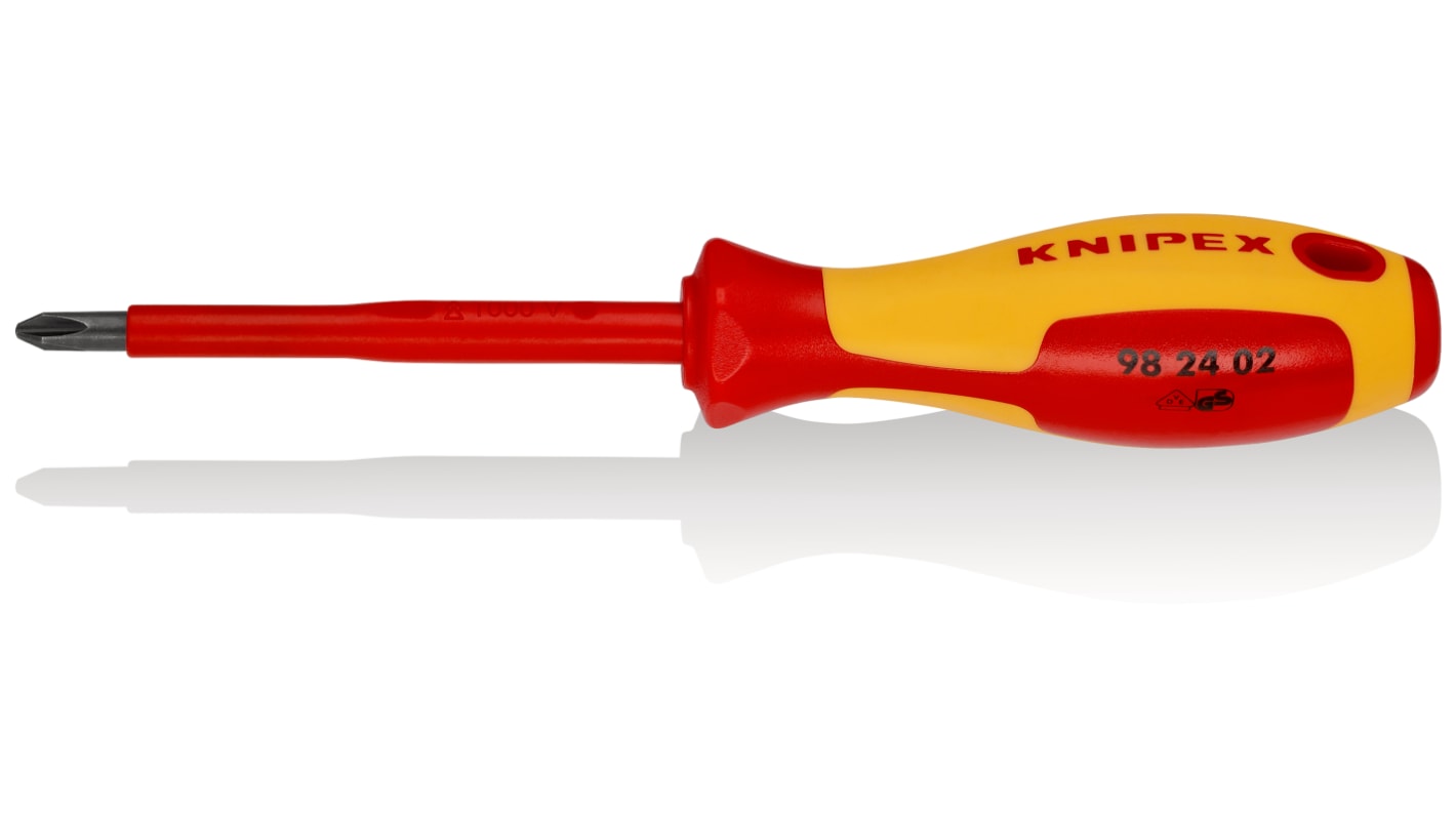Knipex Phillips Insulated Screwdriver, PH2 Tip, 100 mm Blade, VDE/1000V, 212 mm Overall