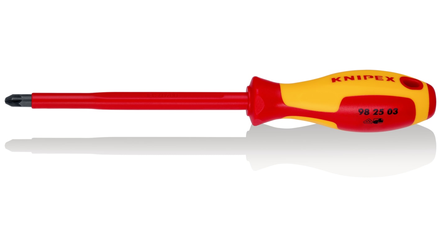 Knipex Pozidriv Insulated Screwdriver, PZ3 Tip, 150 mm Blade, VDE/1000V, 270 mm Overall