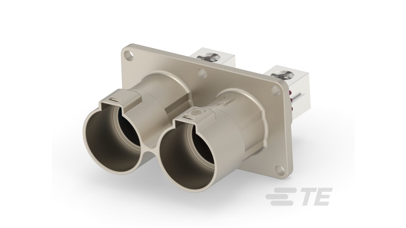 TE Connectivity 2p单排PCB连接器 直向, 47mm间距, 500A, 1 kV ac, 面板安装, PowerTube 1400系列