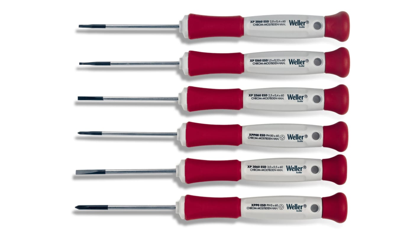 Set di cacciaviti Weller, 6 pezzi Phillips, a taglio