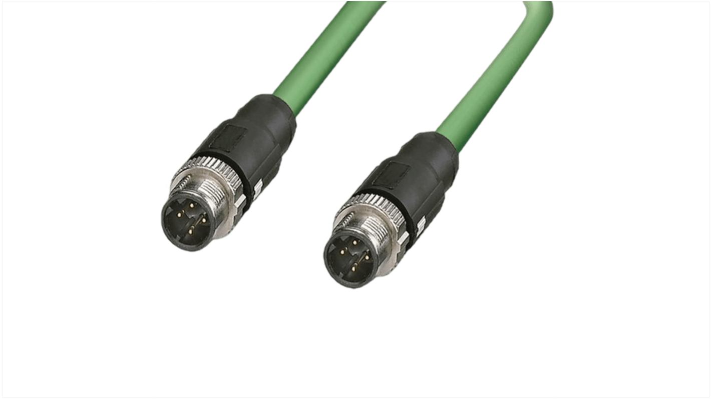 F Lutze Ltd Ethernetkabel Cat.5e, 2m, Grün Patchkabel, A M12 Geschirmt Stecker, B M12, Polyurethan