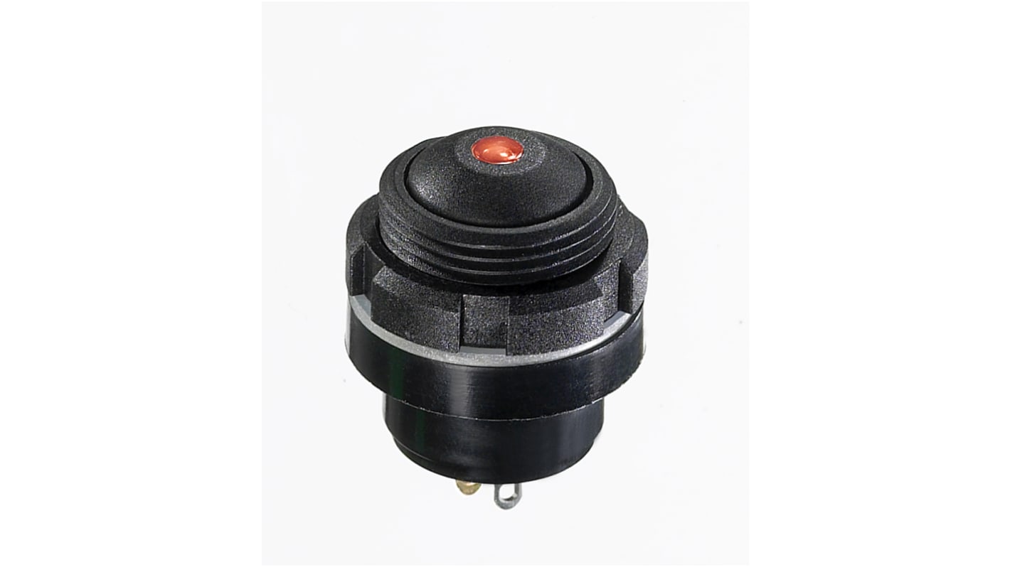 APEM IZ Series Illuminated Push Button Switch, Momentary, Panel Mount, 15mm Cutout, 1 NO, Red LED, 48V dc, IP67